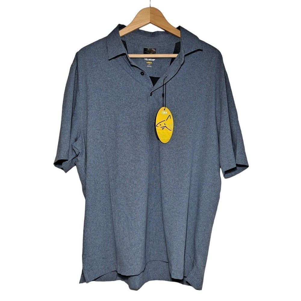 Greg Norman Play Dry Men's Polo Golf Short Sleeve Shirt Blue Size L Vented